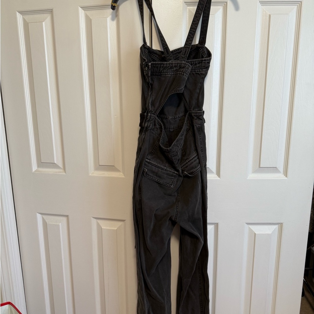 Free People Washed Charcoal Cargo Overalls - Picture 9 of 11
